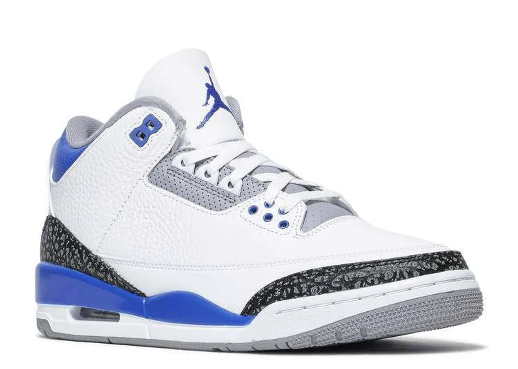  Air Jordan 3 Retro Shoes Blue Gray White