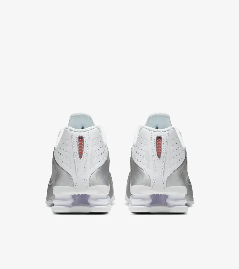  Shox R4 White and Metallic Silver