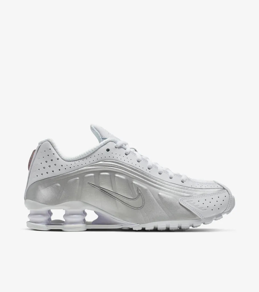  Shox R4 White and Metallic Silver