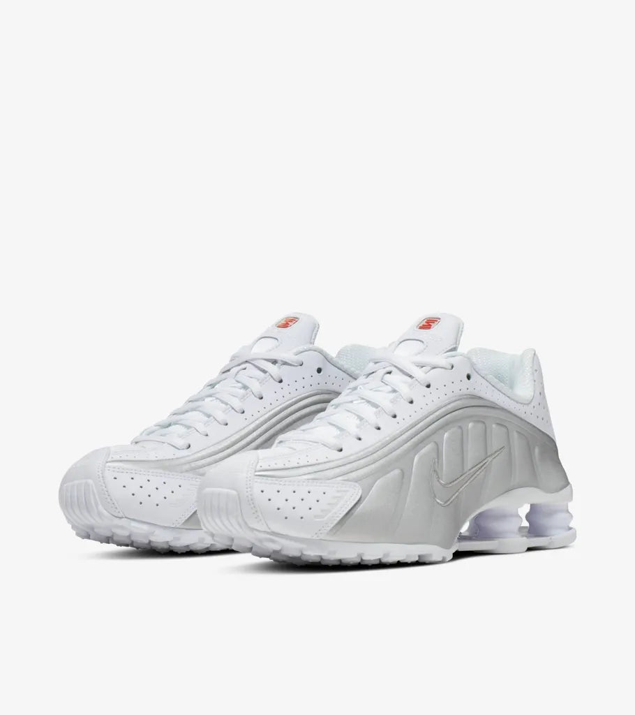  Shox R4 White and Metallic Silver